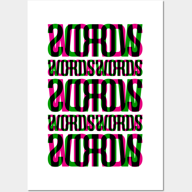 Words Typography Stack (Magenta Green Black) Wall Art by John Uttley